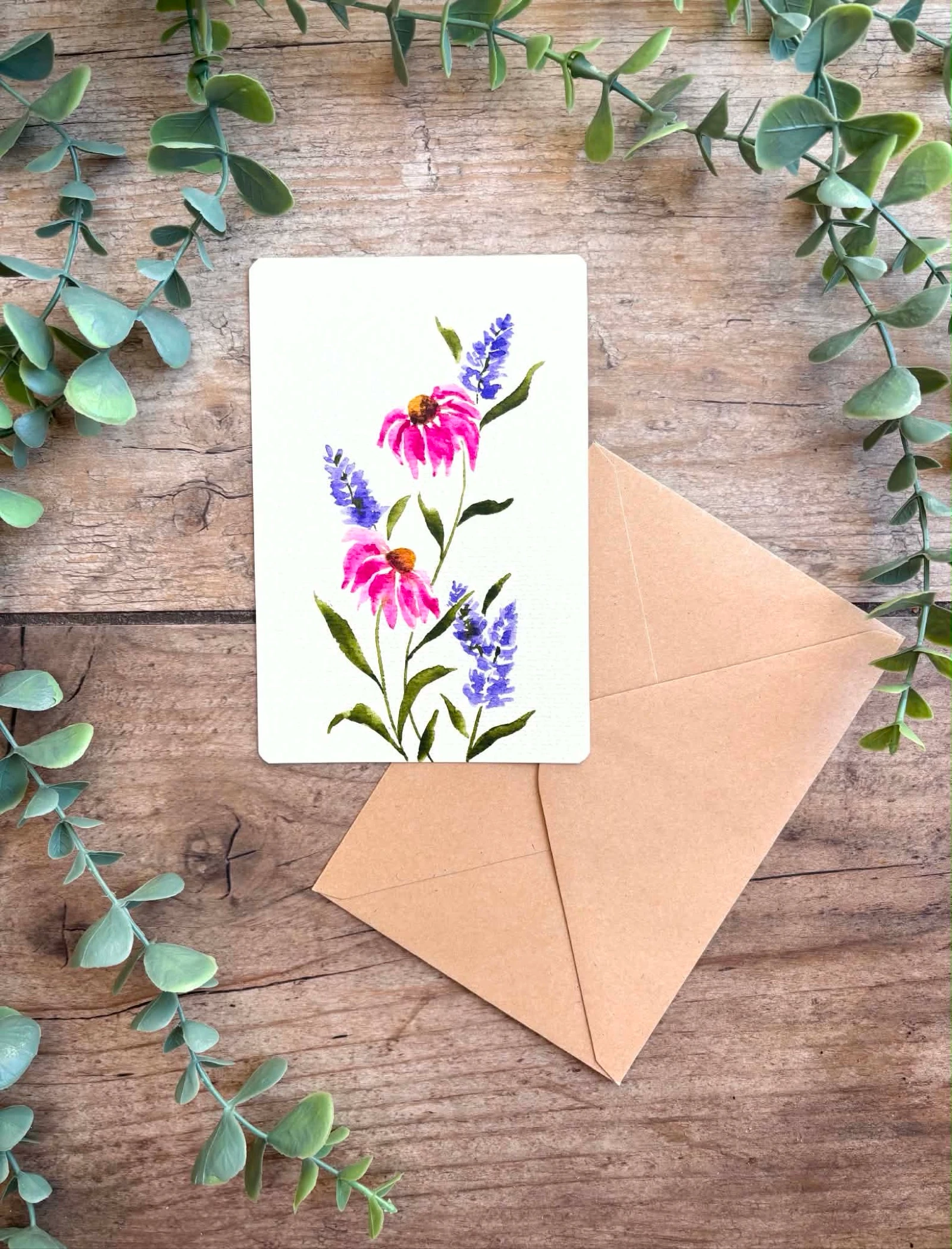 Carte peinture aquarelle fleurs 